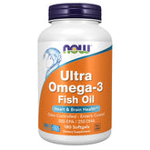 NOW Foods Ultra Omega-3 softgels bottle with label for heart health support