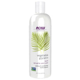 NOW Foods Vegetable Glycerin bottle shows pure moisturizer for skin care.