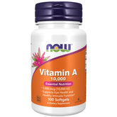 NOW Foods Vitamin A 10,000 IU softgels bottle for eye health support.