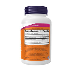 NOW Foods Vitamin C-1000 label closeup showing bioflavonoids and dosage for absorption.