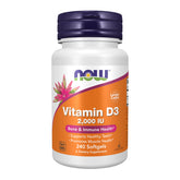 NOW Foods Vitamin D3 softgels bottle for daily support.