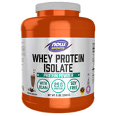 NOW Foods Whey Protein Isolate Creamy Chocolate powder front view for post-workout recovery.