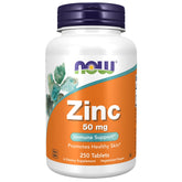 NOW Foods Zinc 50 mg tablets bottle front view for daily immune health.