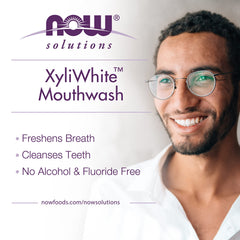 NOW Foods XyliWhite Mouthwash GMP-certified label signals trusted quality