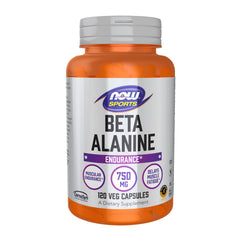 NOW Sports Beta-Alanine bottle shows endurance support ready for workouts.