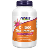 NOW Foods C-1000 Zinc Immune bottle with vitamin C and zinc for daily support.