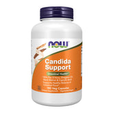 NOW Foods Candida Support bottle showing capsules for gut balance and daily wellness.