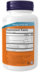 NOW Foods cod liver oil capsules closeup highlighting vitamins A and D-3.