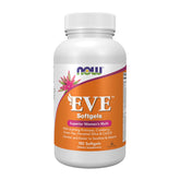 NOW Foods Eve woman’s multivitamin bottle close-up showing softgels for daily support.