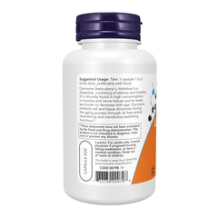 NOW Foods L-Carnosine label closeup showing product details.