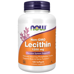 NOW Foods Lecithin 1200 mg bottle front view showing phosphatidyl choline support