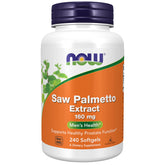 NOW Foods Saw Palmetto softgel bottle label; convenient support for urinary comfort.