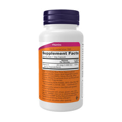 NOW Foods Vitamin D 1,000 IU veggie capsules label closeup for bone health