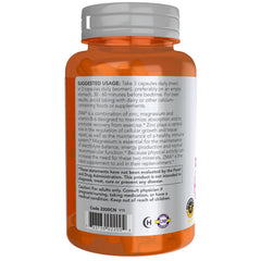 NOW Foods ZMA label ingredients showing zinc and magnesium profile.