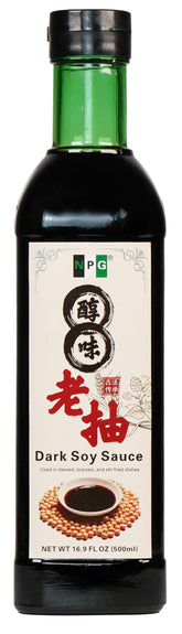 NPG Premium Dark Soy Sauce glass bottle showing rich color and premium packaging.