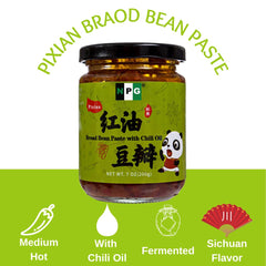 NPG glass jar close-up shows fermented bean aroma and deep red chili oil