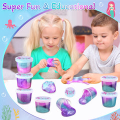 NPNE Mermaid slime pack cups teal ideal for sensory play and gifts