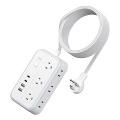 NTONPOWER extension cord with flat plug for behind furniture and tight spaces.