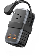 NTONPOWER GAN Ultra 65W front view, compact travel power strip for hotel desks