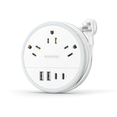 NTONPOWER travel power strip with a compact wrap-around cord for easy packing