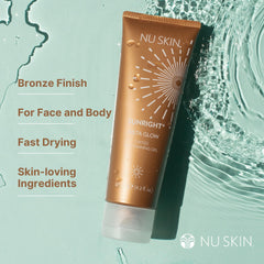Nu Skin Sunright Face application demonstrates even coverage for a subtle facial glow