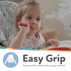 Nuby Baby's First Spoons Stage 2 thicker foods, easy scoop for self-feeding.