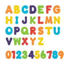 Nuby bath letters and numbers float in the tub for interactive learning.