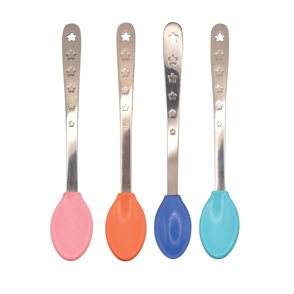Nuby Hot Safe Spoons color-change tip signal for hot food safety during feeding.