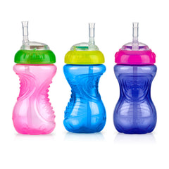 Nuby No-Spill Soft Straw Cup front view showcasing easy-grip design for toddlers.