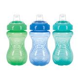 Nuby blue no-spill toddler sippy cup with ergonomic grip for easy independent sipping