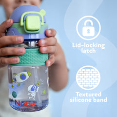 Nuby Thirsty Kids Flip-It Bolt cup 12 oz capacity for daily hydration.