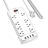 Nuetsa surge protector with eight outlets and four USB ports for organized charging.