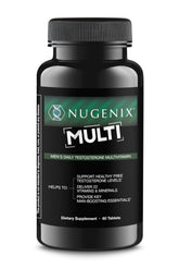 Nugenix multivitamin for men bottle front, supporting vitality and testosterone balance