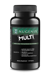 Nugenix multivitamin for men bottle front, supporting vitality and testosterone balance