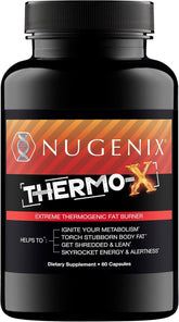 Nugenix Thermo-X bottle front for daily fat-burning support.