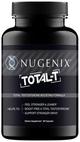 Nugenix Total-T bottle front, premium testosterone booster for men