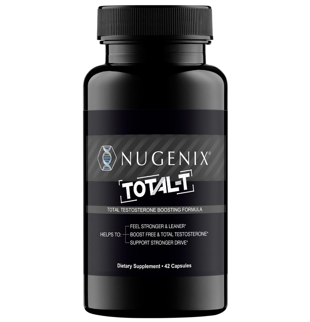 Nugenix Total-T bottle front view for easy daily use