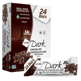 NuGo Dark Chocolate Chip bar packaging front highlighting vegan and gluten-free features.
