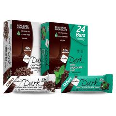 NuGo Dark Mint Chocolate Chip bar packaging with real dark chocolate
