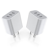 Nuinno two-pack iPhone charger block with three ports for fast charging on the go.