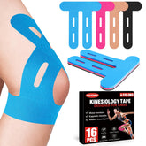 NUITPY 16-piece knee tape set for easy knee support during workouts