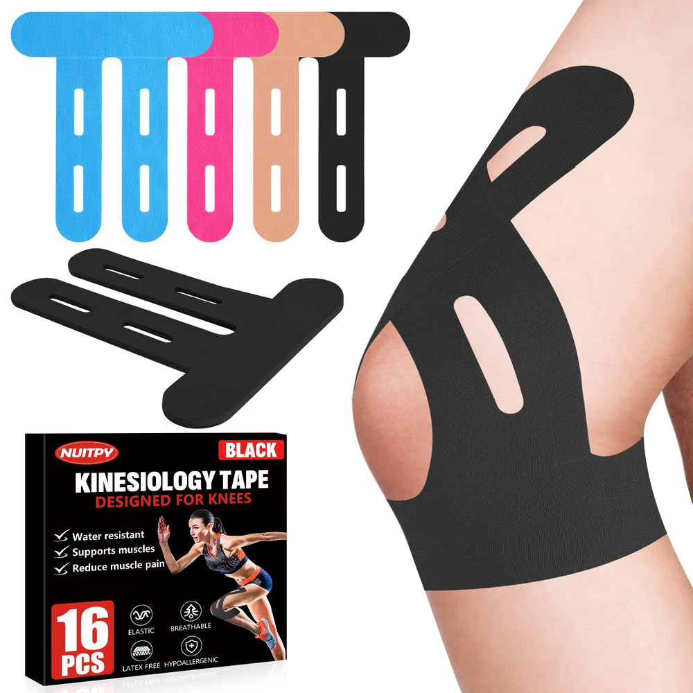 NUITPY knee tape 16pcs black for versatile knee support during workouts