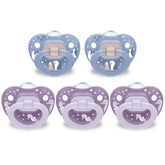 NUK First Choice classic orthodontic pacifier 6-18 months, purple and blue, five-pack for natural oral development