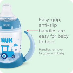 NUK Learner Cup Flowers removable handles aid growing grip.