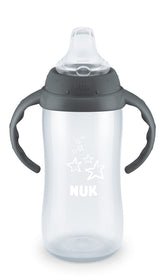 NUK Learner Cup with spill-proof spout promotes mess-free transitions.