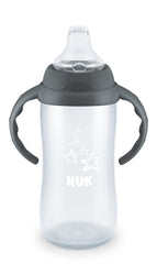 NUK Learner Cup with spill-proof spout promotes mess-free transitions.