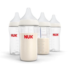 NUK Perfect Match nipple close-up showing skin-like silicone for natural latch