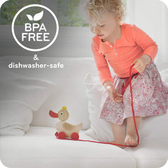 NUK Sesame Street hard spout demonstrates bite-resistant spout for curious teeth.
