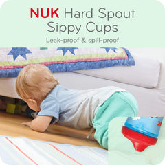 NUK Sesame Street cup in front view shows easy-to-hold ergonomic grip for toddlers.