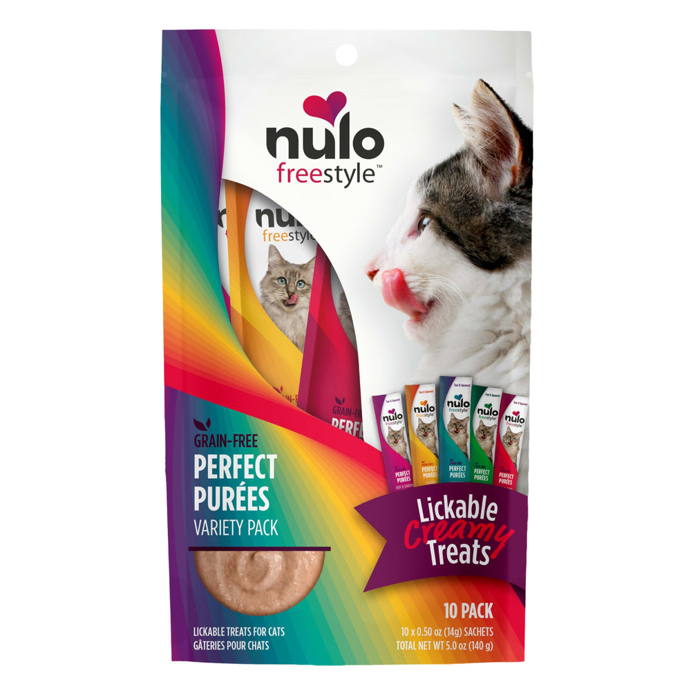 Nulo Freestyle Perfect Purées pouch variety pack; high moisture for hydration.